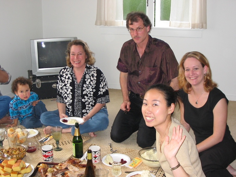 The last Thanksgiving: Mote, Michelle, Doug, Valerie, and Naoko